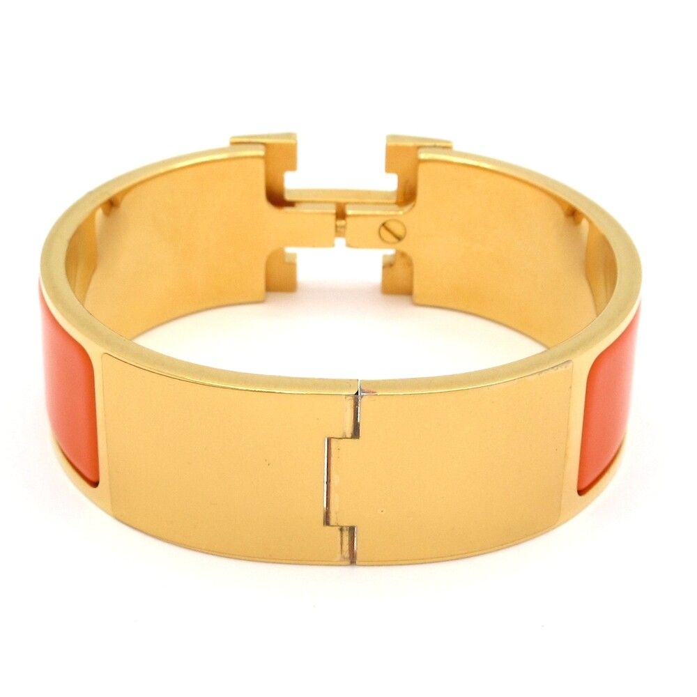 Hermès Clic Clac H Bangle Gold Orange Hardware Patent Leather - Picture 3 of 6